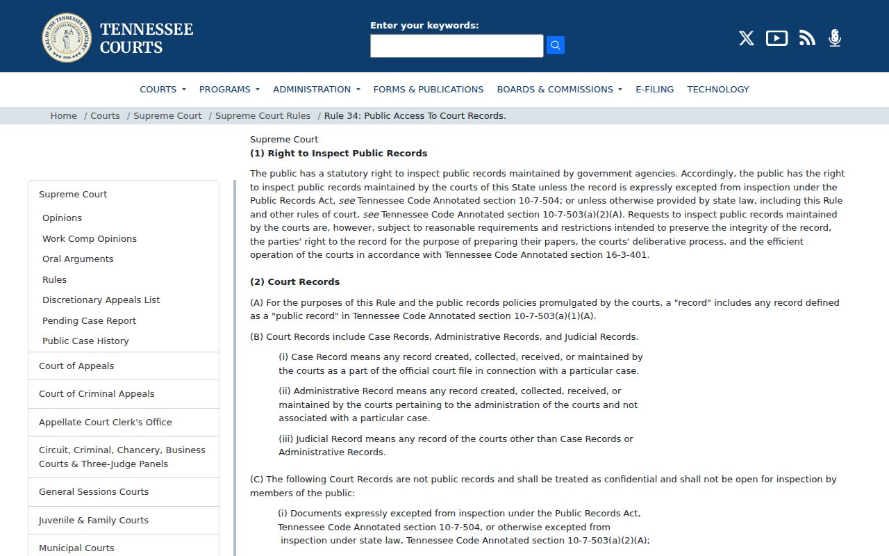 Overton County criminal docket public access rule