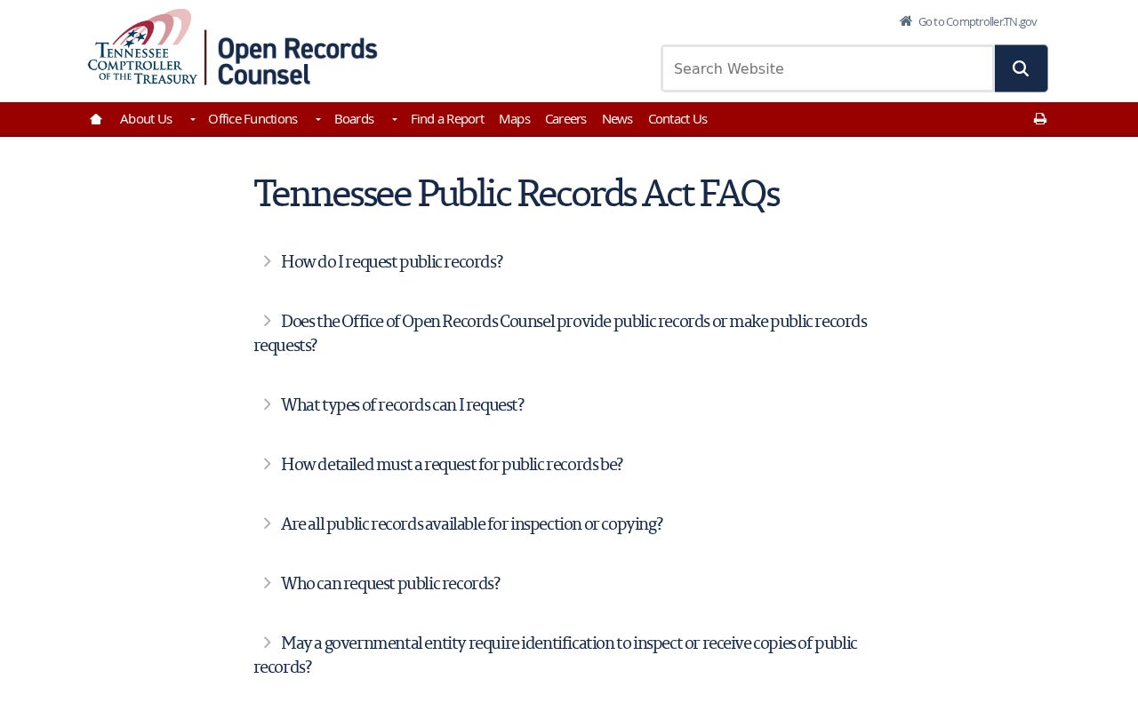 Tennessee guidance for specific public record requests