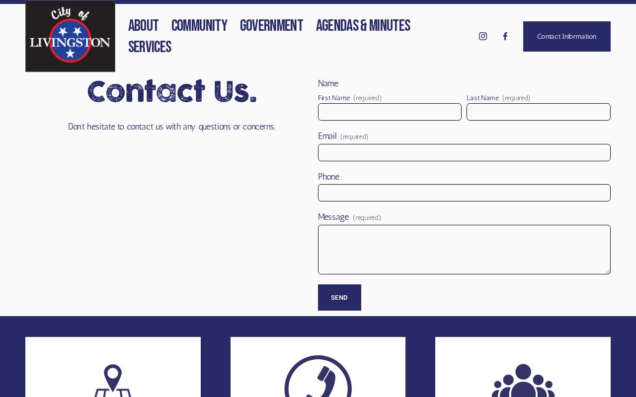 Livingston court docket access context at the official city contact page