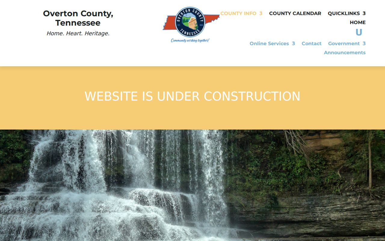 Overton County information page with court and forms navigation